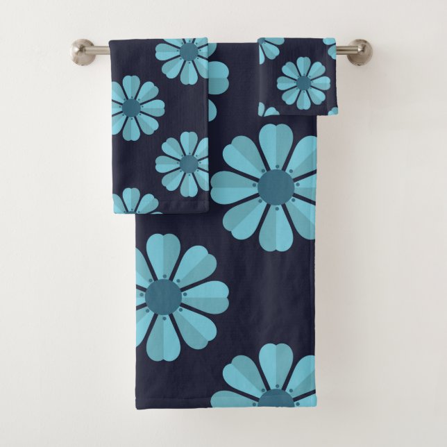 Blue flowers dark Towel (Insitu)