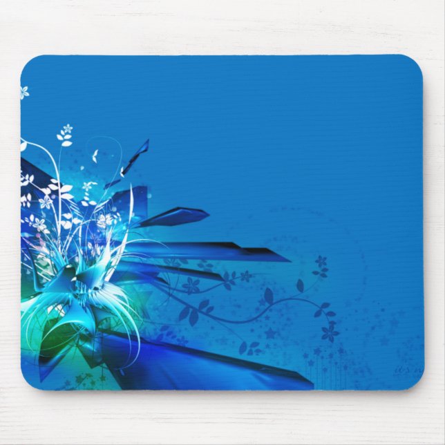 Blue flowers design mouse pad (Front)