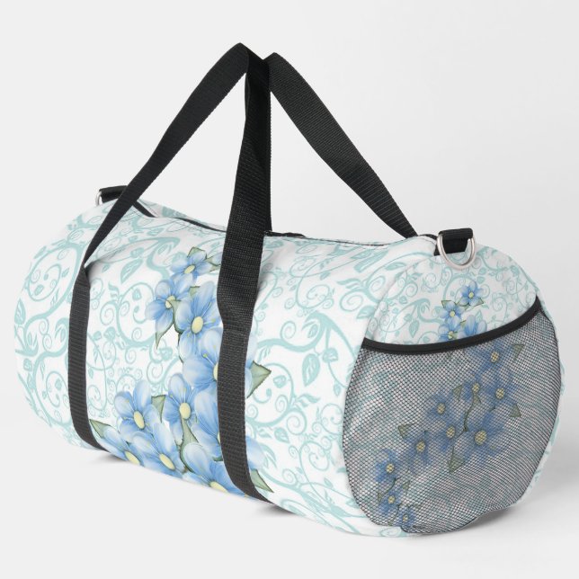 Blue Flowers Duffle Bag (Right Corner)
