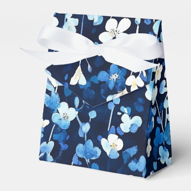 Blue Flowers Favor Box (Front Side)