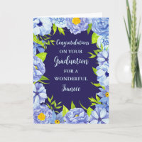 Blue Flowers Fiancée Congratulations Graduation