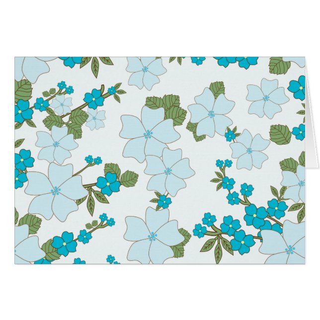 Blue Flowers, Floral Pattern, Pattern Of Flowers (Front Horizontal)