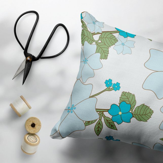 Blue Flowers, Floral Pattern, Pattern Of Flowers Accent Pillow (Creator Uploaded)