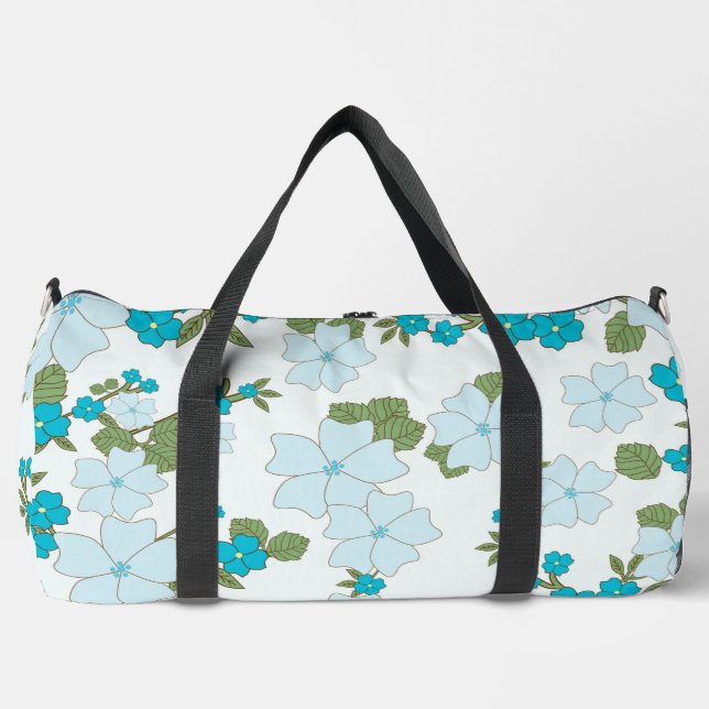 Blue Flowers, Floral Pattern, Pattern Of Flowers Duffle Bag (Front)