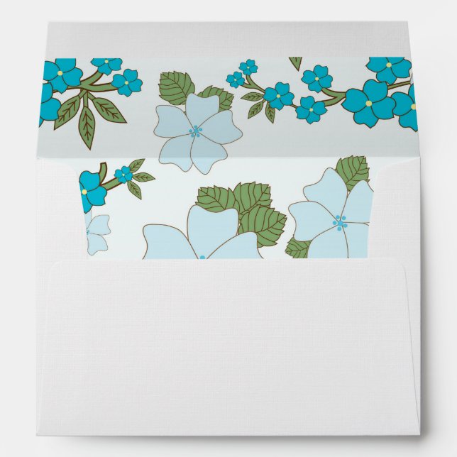 Blue Flowers, Floral Pattern, Pattern Of Flowers Envelope (Back (Bottom))