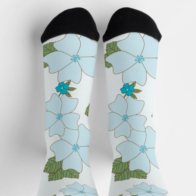 Blue Flowers, Floral Pattern, Pattern Of Flowers Socks (Top)