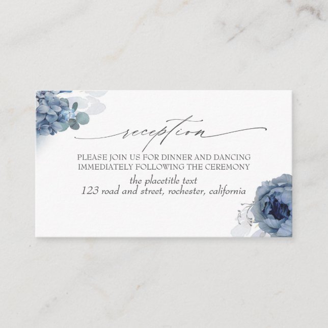 Blue Flowers Foliage Reception Enclosure Card (Front)