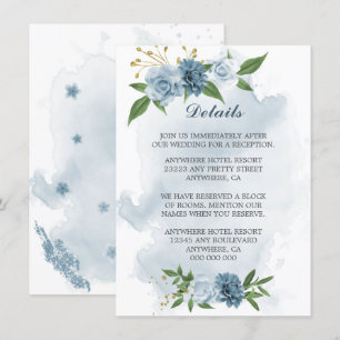blue  flowers greenery details  enclosure card