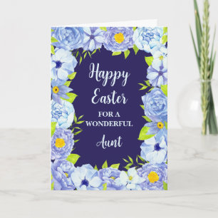 Blue Flowers Happy Easter Aunt Holiday Card