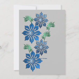 Blue Flowers  Holiday Card