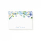 Blue Flowers hydrangea Personalized Post-it Notes
