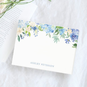 Blue Flowers hydrangea Personalized Post-it Notes