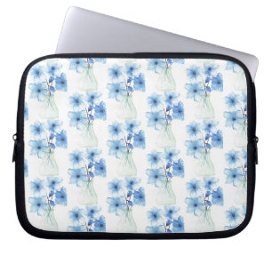 Blue Flowers in glass vase Laptop Sleeve