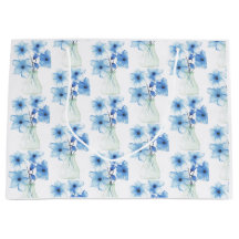 Blue Flowers in glass vase