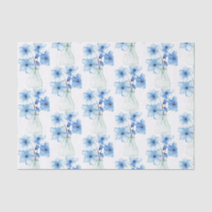Blue Flowers in glass vase Tissue Paper