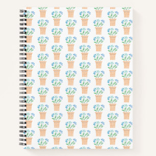 Blue Flowers in Woven Pots Notebook