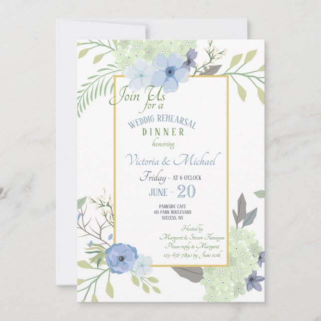 Blue Flowers Invitation (Front)