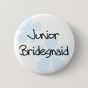 Blue Flowers Jr. Bridesmaid 2 Inch Round Button