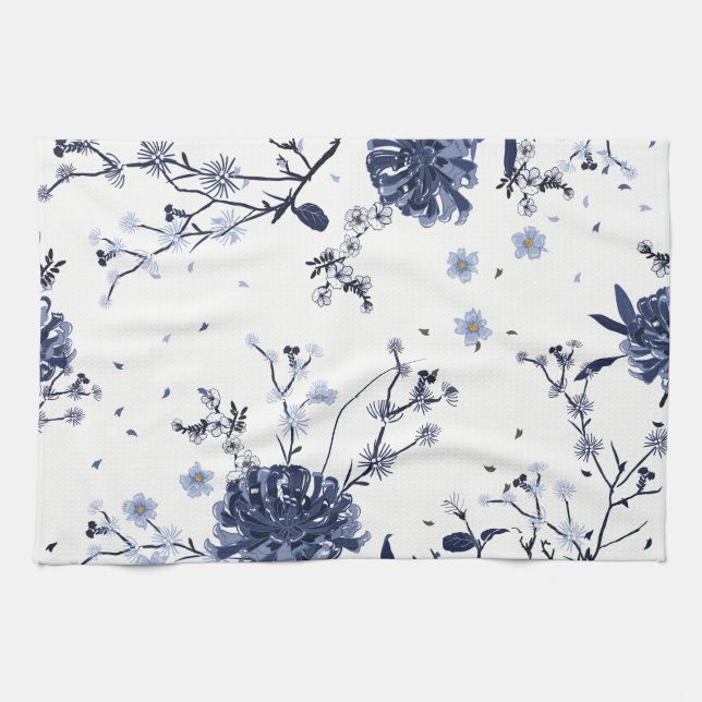 Blue flowers kitchen towel (Horizontal)