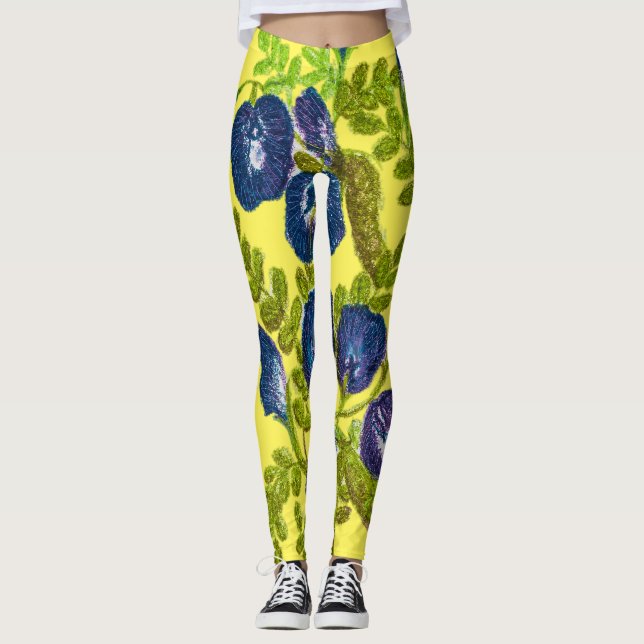 Blue flowers Leggings (Front)
