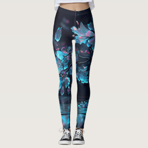 blue flowers leggings