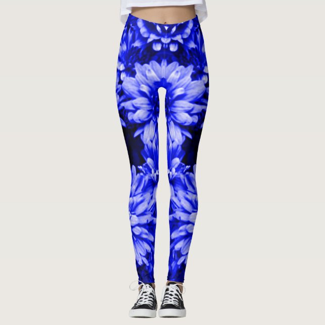 Blue Flowers Leggings (Front)