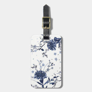 Blue flowers luggage tag