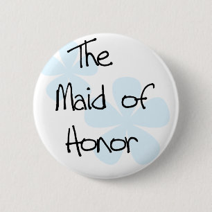 Blue Flowers Maid of Honour 2 Inch Round Button