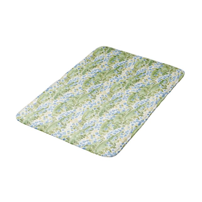 Blue Flowers Meadow Bath Mat (Angled)