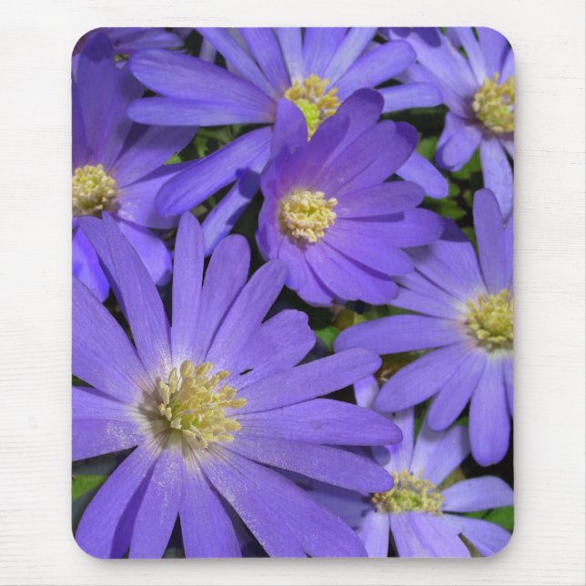 Blue Flowers Mousepad Purple / Blue Decor Gifts (Front)