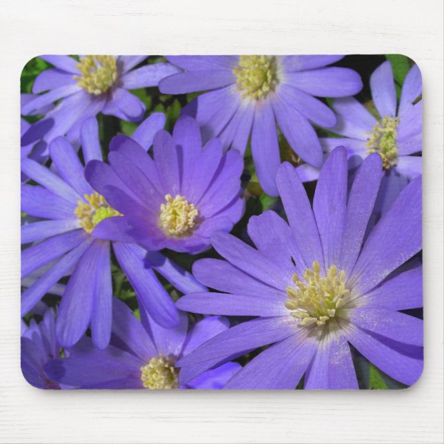 Blue Flowers Mousepad Purple / Blue Decor Gifts (Front)