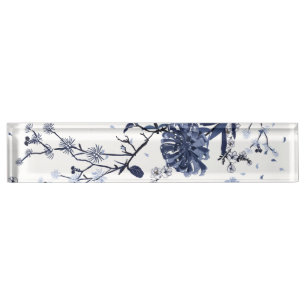 Blue flowers nameplate
