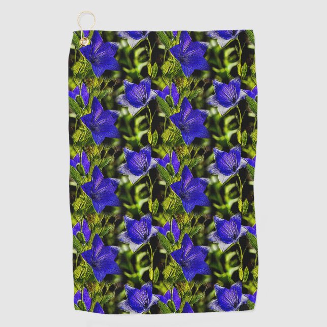 Blue Flowers Nature Pattern        Golf Towel (Front)