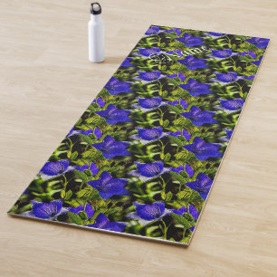 Blue Flowers Nature Pattern Personalized Yoga Mat