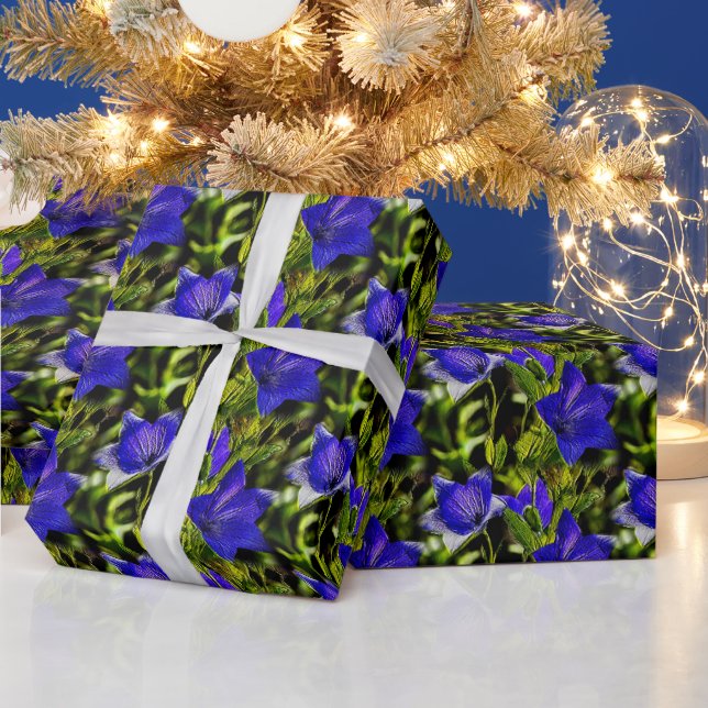Blue Flowers Nature Pattern      Wrapping Paper (Holidays)