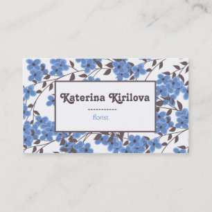 Blue flowers on branches business card