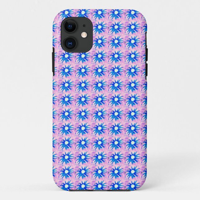 blue flowers on pink case (Back)