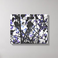 Blue flowers on winter tree concept digital art