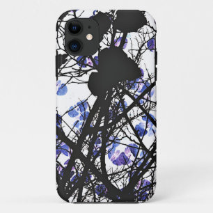 Blue flowers on winter tree concept digital art iPhone 11 case