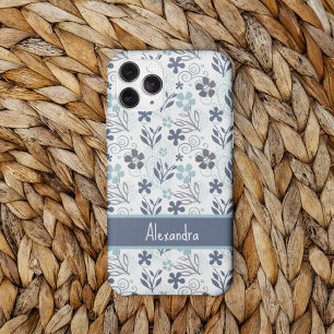 Blue Flowers Pattern iPhone 16 Case