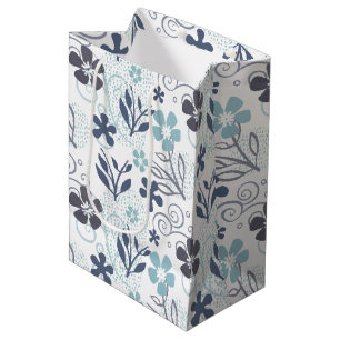 Blue Flowers Pattern Medium Gift Bag