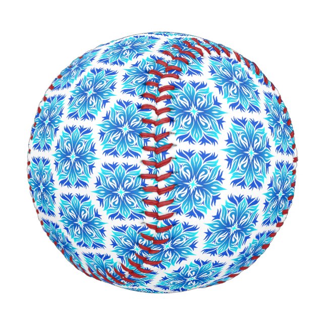 Blue Flowers, Pattern Of Flowers, Floral Pattern Baseball (Angled)