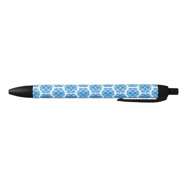Blue Flowers, Pattern Of Flowers, Floral Pattern Black Ink Pen (Bottom)