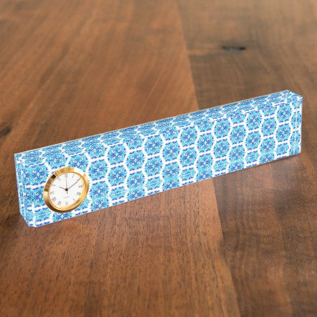 Blue Flowers, Pattern Of Flowers, Floral Pattern Nameplate (Side)
