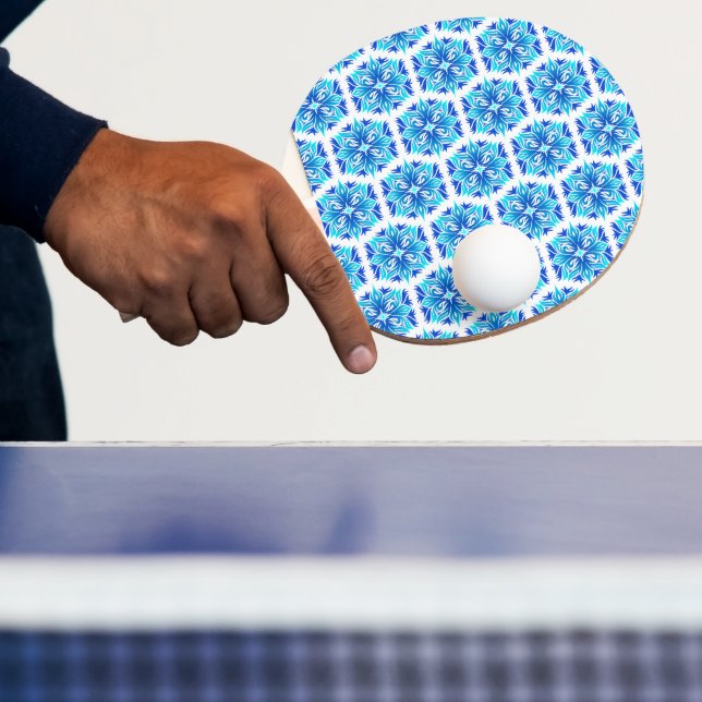 Blue Flowers, Pattern Of Flowers, Floral Pattern Ping Pong Paddle (Insitu)