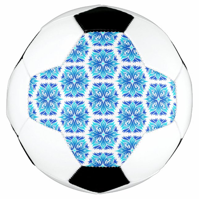 Blue Flowers, Pattern Of Flowers, Floral Pattern Soccer Ball (Front)