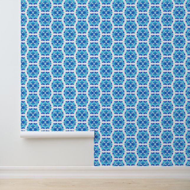 Blue Flowers, Pattern Of Flowers, Floral Pattern Wallpaper (Application)