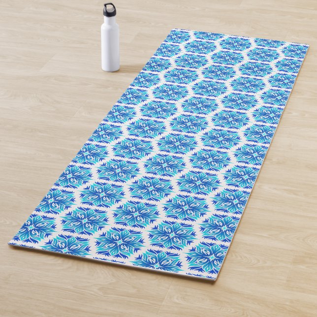 Blue Flowers, Pattern Of Flowers, Floral Pattern Yoga Mat (In Situ)