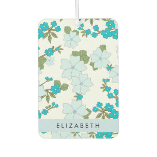 Blue Flowers, Pattern Of Flowers, Your Name Air Freshener
