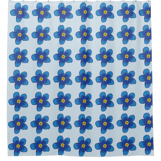 Blue flowers pattern Shower Curtain (Front)